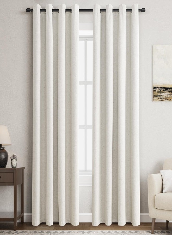 Nanspring Linen Black Out Curtains 84 Inch Long for Living Room Grommet Neutral Cream Blackout Curtain Burlap Textured Thermal Insulated Energy Saving Block Out Curtains for Bedroom Windows, Natural 52Wx84L - Image 3
